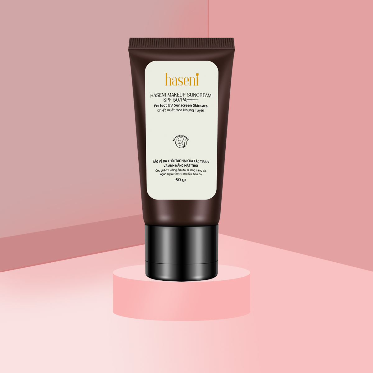 Kem chống nắng makeup Haseni SPF50/PA++++ nâng tone, dưỡng ẩm, ngừa lão hóa chống UVA,UVB,kem chống nắng trang điểm,chống nắng vật lý