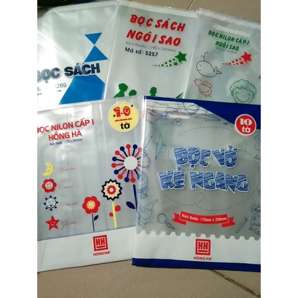 Set 10 c bọc sách nilon vở ôly cấp1 ,bọc vở kẻ ngang trong suốt