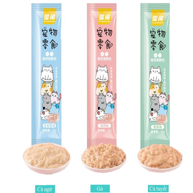 Combo 100 súp thưởng cho mèo Shizuka - Xúc xích - Catfood - Petsnack Mix vị