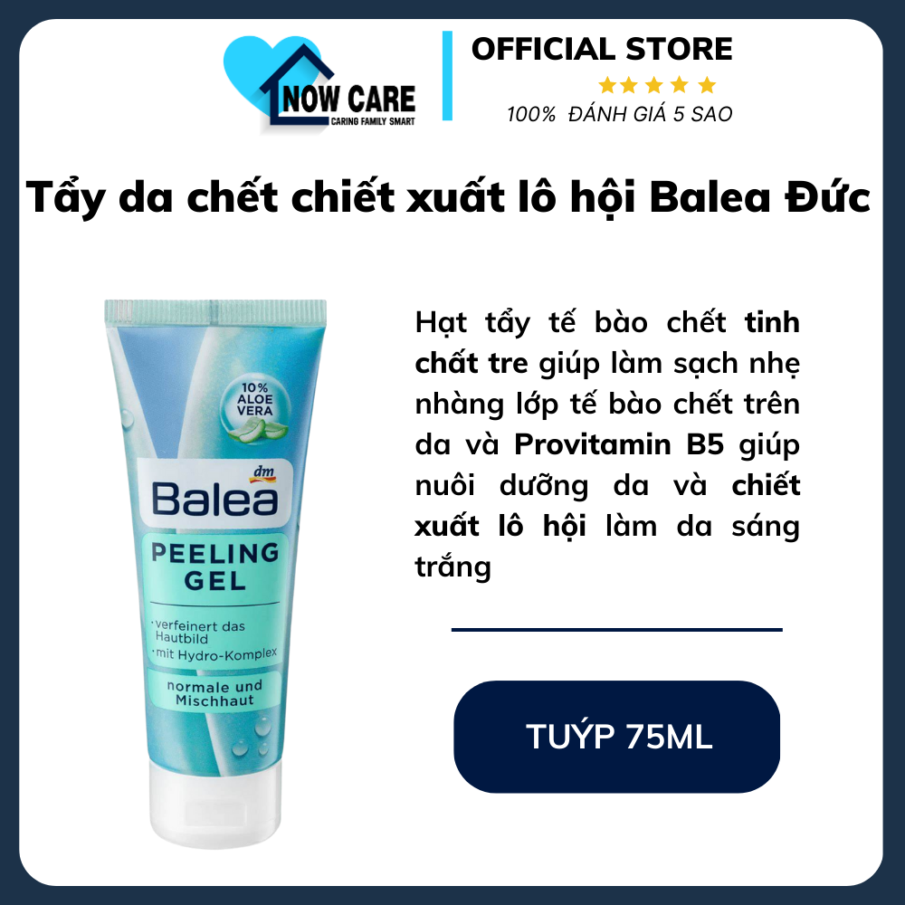 Tẩy da chết chiết xuất lô hội, quả mơ Balea Đức 75ml