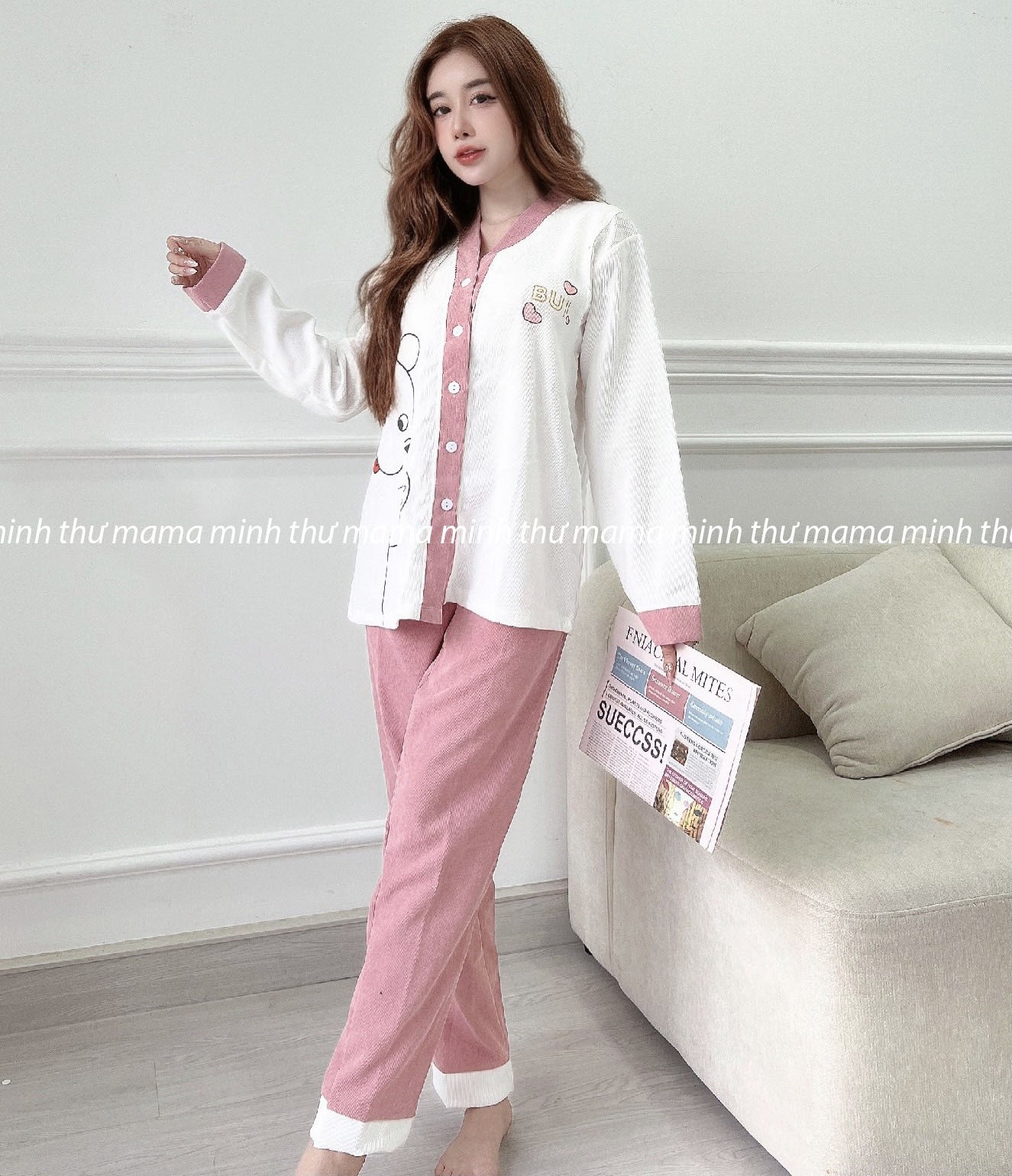 Bộ bầu - bộ sau sinh - chất liệu cotton Gân Nhung Tăm - mềm
