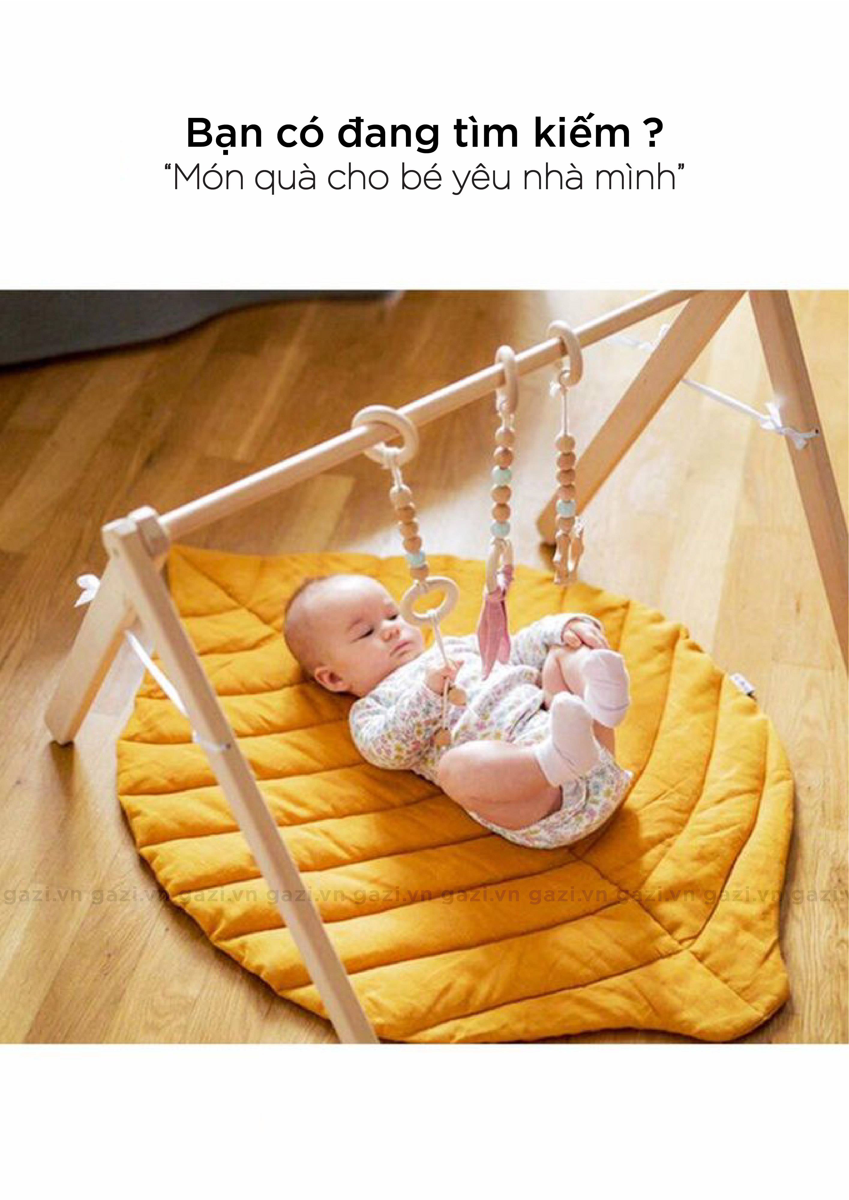 Thảm cotton chiếc lá- Thảm cho bé nằm - Màu vàng