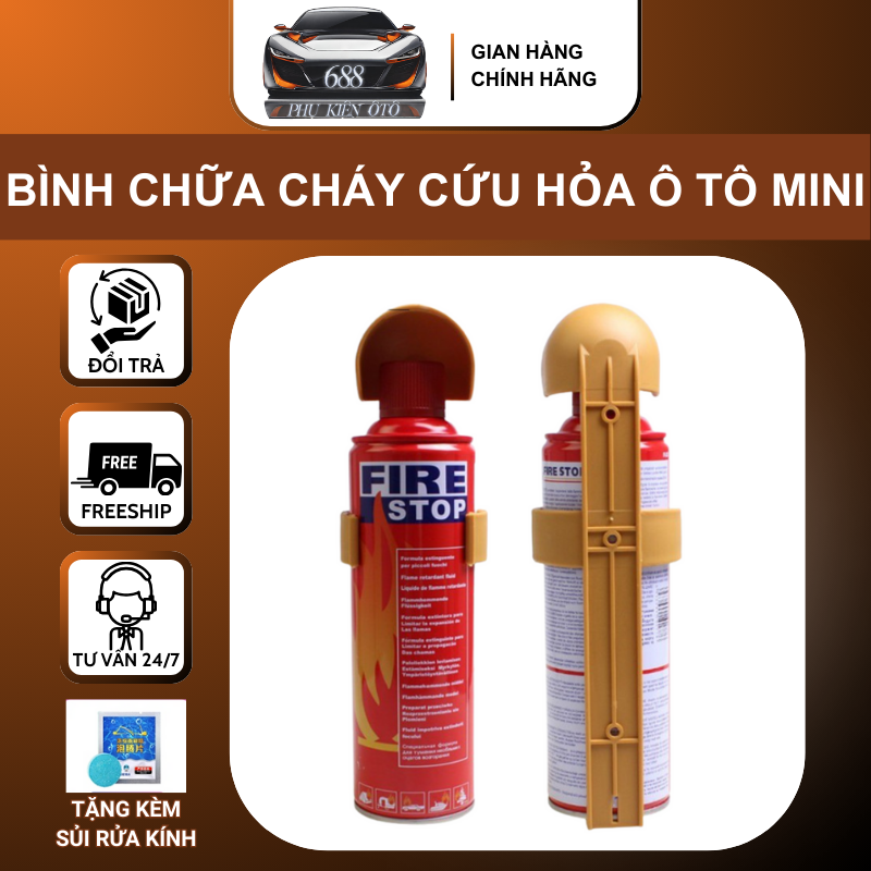 Bình cứu hoả chữa cháy mini trên ô tô, xe hơi, xe tải dung tích 500ml