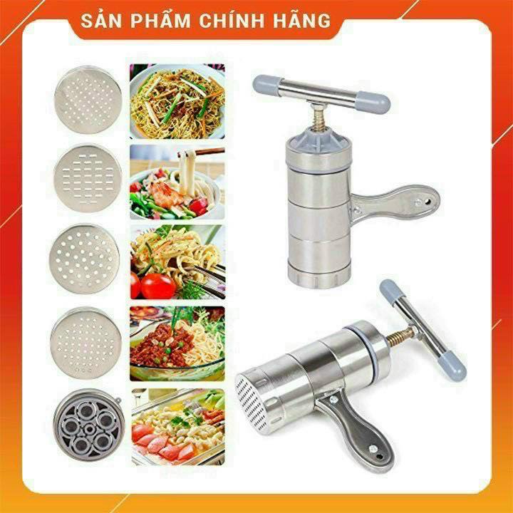 Máy làm bún tươi, mỳ sợi 5 đầu cắt inox - dụng cụ làm bún tươi, mì tươi, bánh canh tại nhà tiện dụng - khuôn làm bánh lọt, dụng cụ làm bún mì tươi 5 đầu inox cao cấp