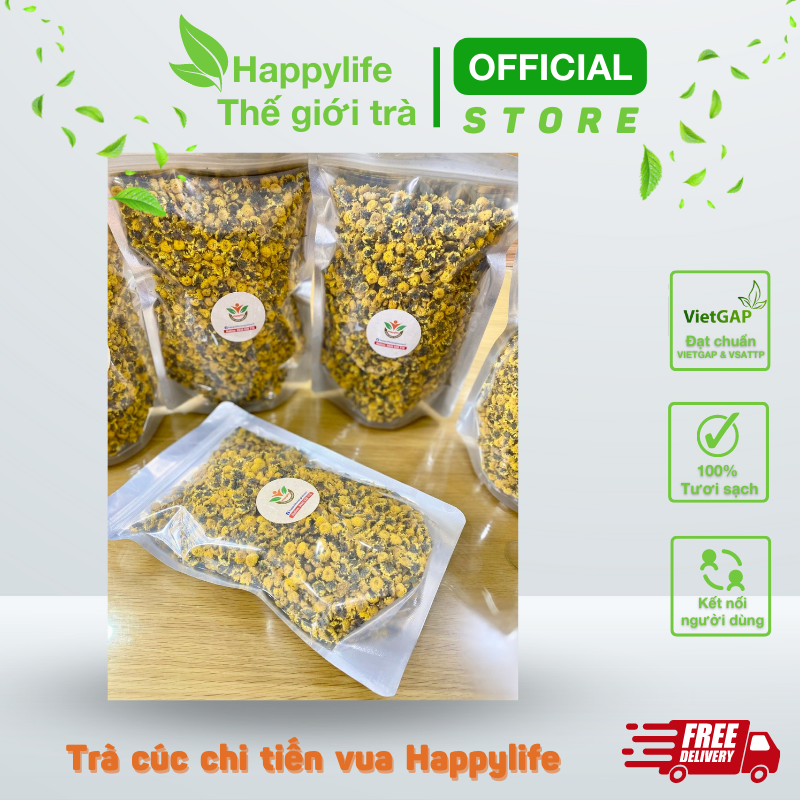Trà hoa cúc tiến vua happylife túi 200g - giảm stress an thần ngủ ngon, sáng mắt, thanh nhiệt mát gan, đẹp da dáng xinh