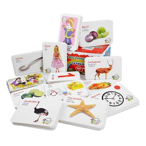 Bộ 416 thẻ học flashcard thông minh song ngữ Anh - Việt cho bé, 16 chủ đề, có phiên âm, giúp bé phát triển ngôn ngữ