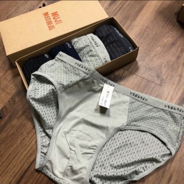 Hộp 5 Quần Lót Nam, Sịp Chéo Muji Tam Giác Thông Hơi