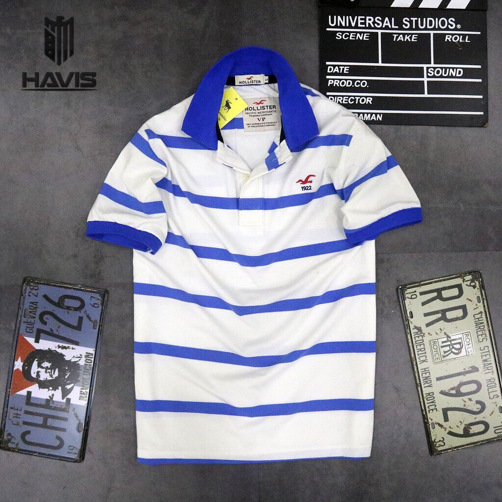 [HCM]Áo thun nam cổ bẻ sọc ngang Havis thun cotton lịch lãm AXK016