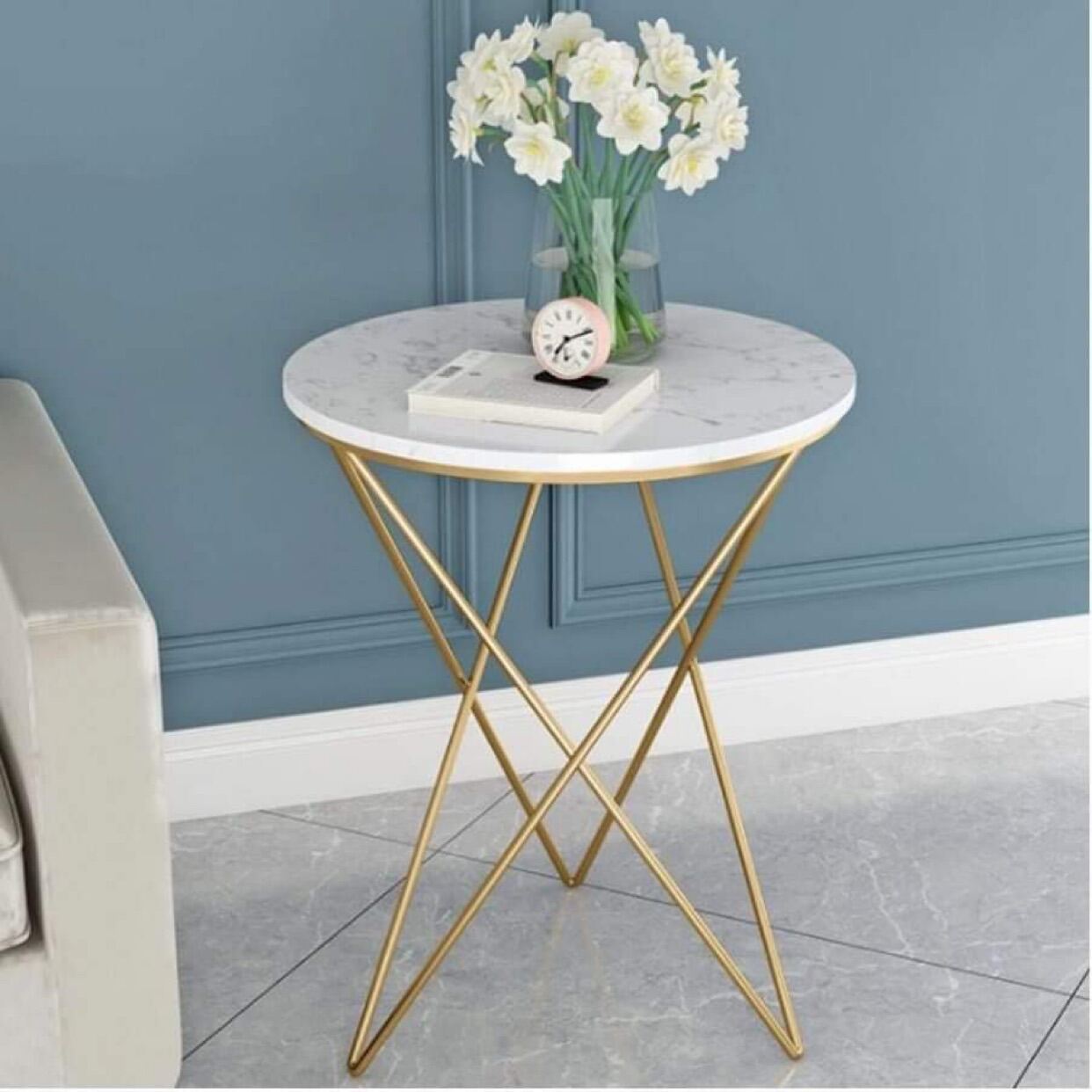 Bàn Tab Tròn Chân Sao -  Bàn Trà Khung Sắt Mặt Đá/Tab Đầu Giường - Bàn Trà Sofa Mặt Kính Cường Lực Khung Chân Sao, Bàn Trang Trí Phong Cách Hiện Đại Sang Trọng Ghế Để Phòng Khách