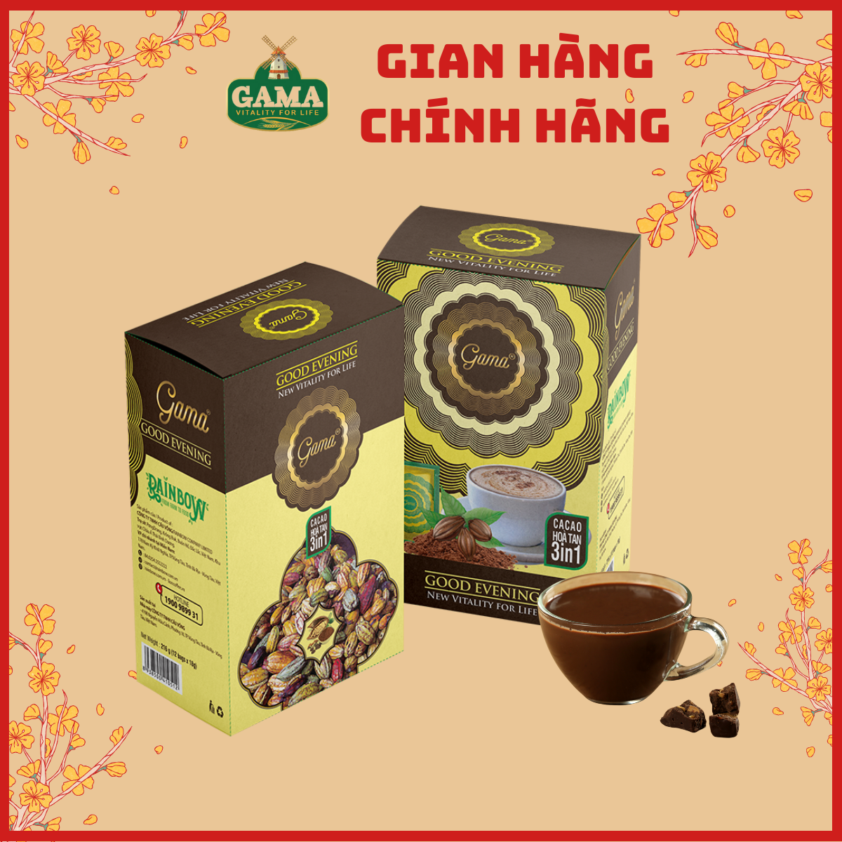 Ca Cao GAMA 3in1 216gr - Top Cacao bán chạy