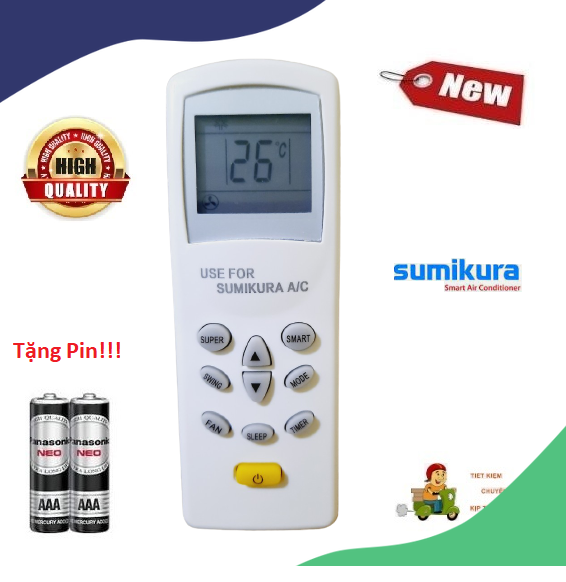 Remote Điều khiển điều hòa Sumikura 1 & 2 chiều Inverter- Hàng mới 100% Tặng Pin