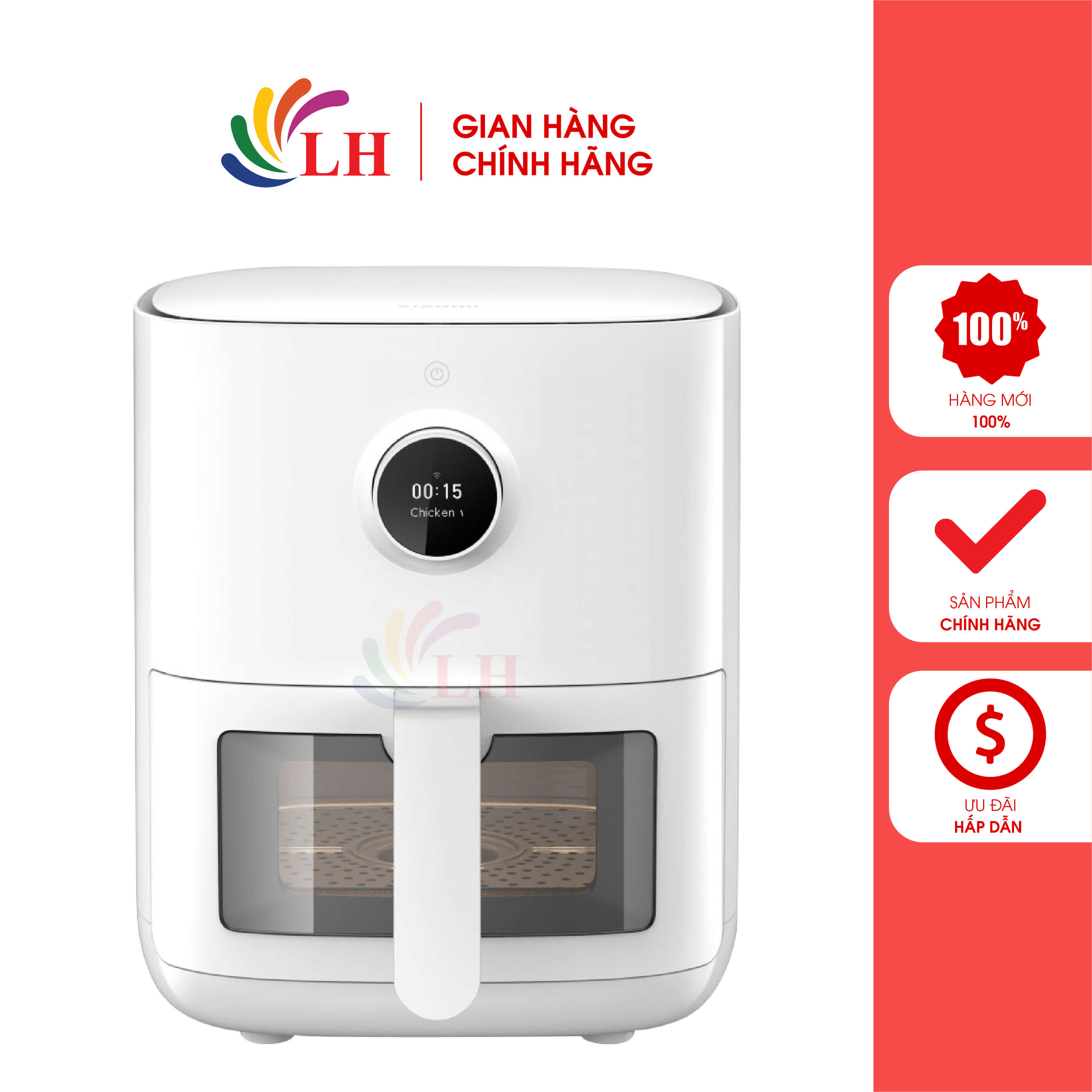 Nồi chiên không dầu điện tử Xiaomi Smart Air Fryer Pro 4 lít BHR6943EU MAF05 - Hàng chính hãng - Thiết kế cửa trong suốt, màn hình hiển thị OLED dễ dàng điều chỉnh, dễ theo dõi khi nấu