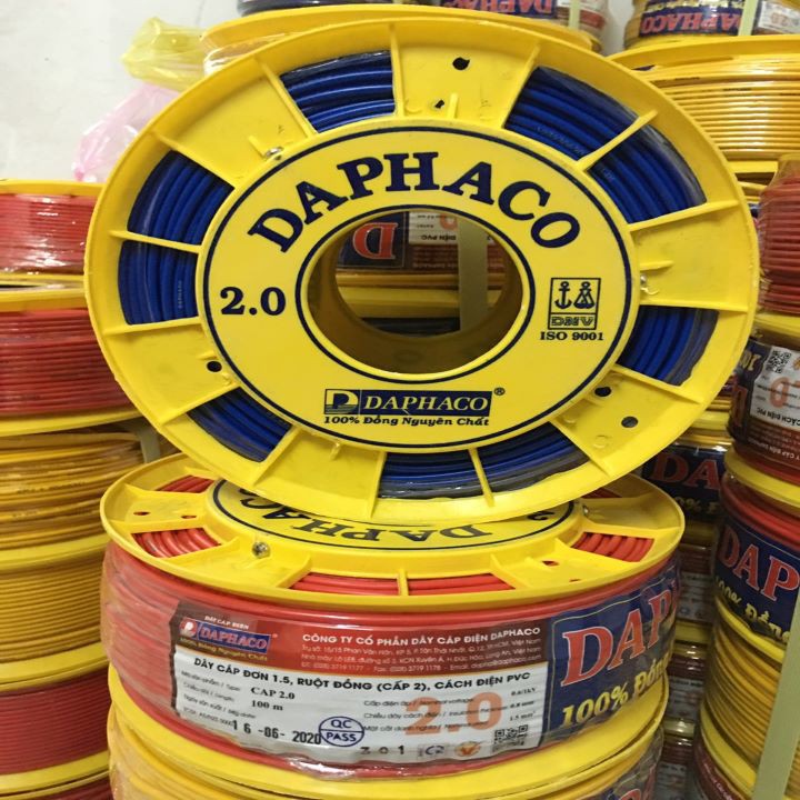 Dây điện daphaco 2.0 đơn 7 sợi có tiết diện đồng 1.5mm