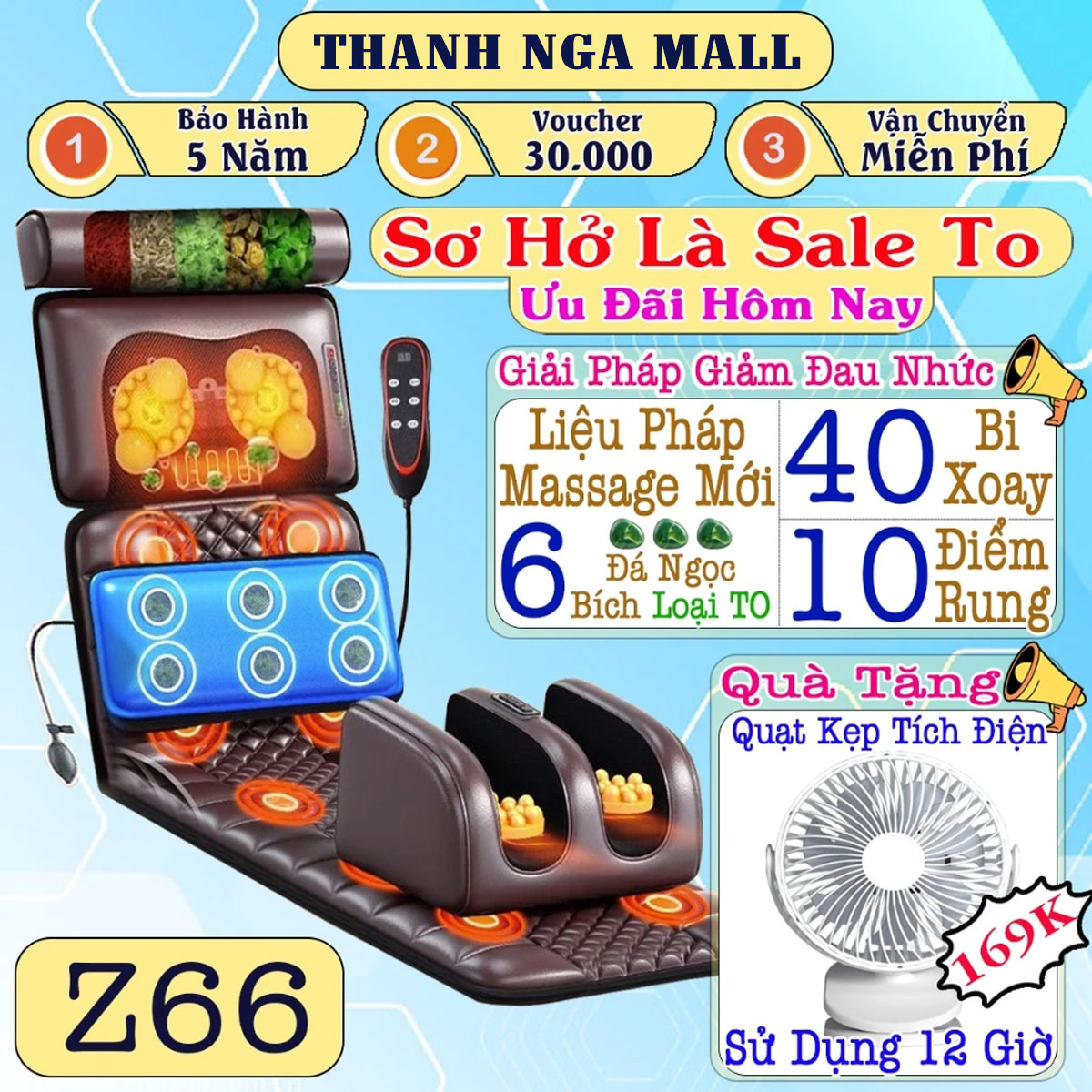 (BẢO HÀNH 7 NĂM) Đệm massage toàn thân Chính Hãng Zlife 6 đá ngọc bích, nệm thảm ghế massage toàn thân, mát xa cổ vai gáy kèm massage chân quà tặng sức khỏe cho người thân