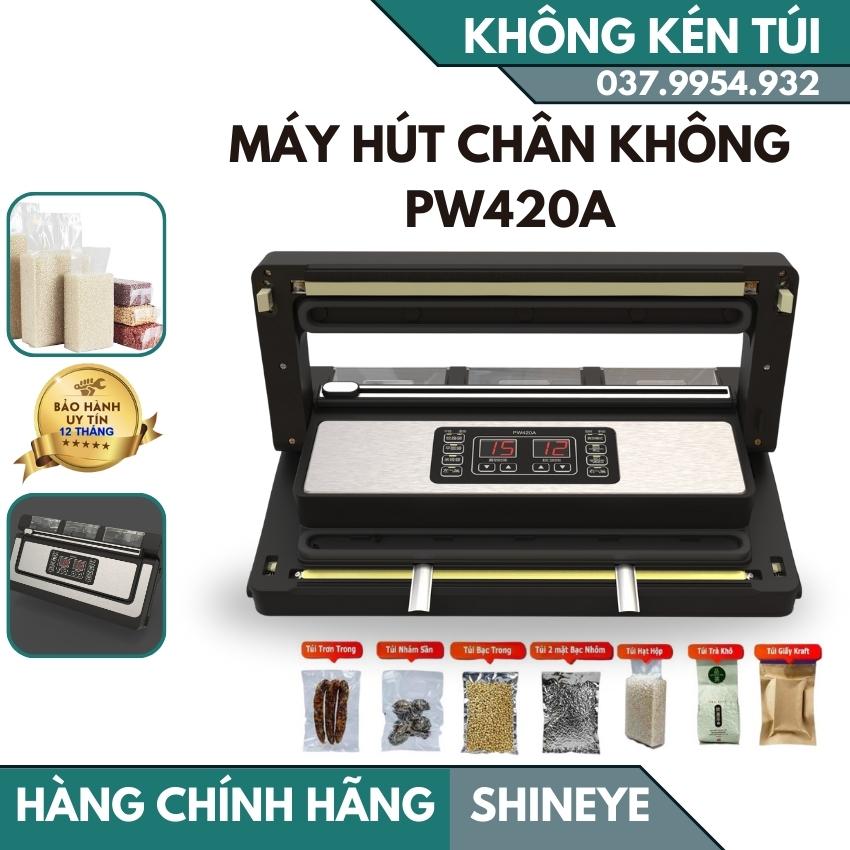 Máy hút chân không mọi loại túi PW420A hút chân không đóng gói bảo quản thực phẩm tươi lâu, lực hút mạnh, hút liên tục, 2 vòi hút độc lập, máy hút chân không túi chè, túi định hình