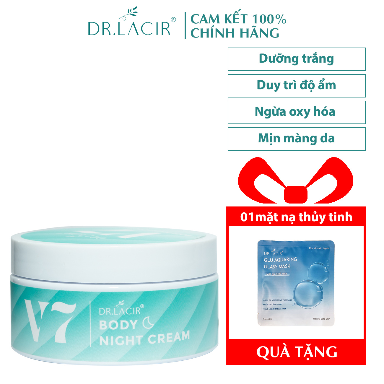 Kem body đêm dưỡng trắng da bông bưởi v7 dr lacir