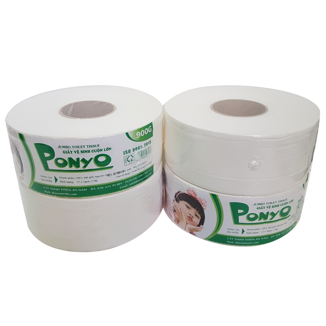Combo (4 cuộn) giấy vệ sinh cuộn lớn 900g Jumbo Ponyo
