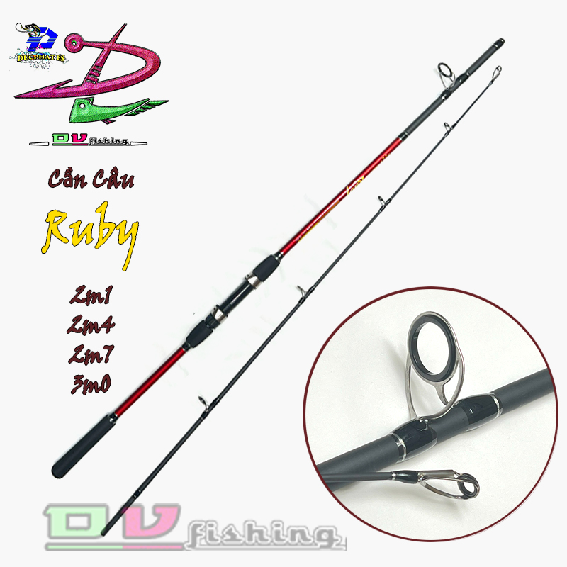 Cần câu máy 2 khúc rỗng RUBY câu sông , câu hồ rất tốt 2m7 - 3m.
