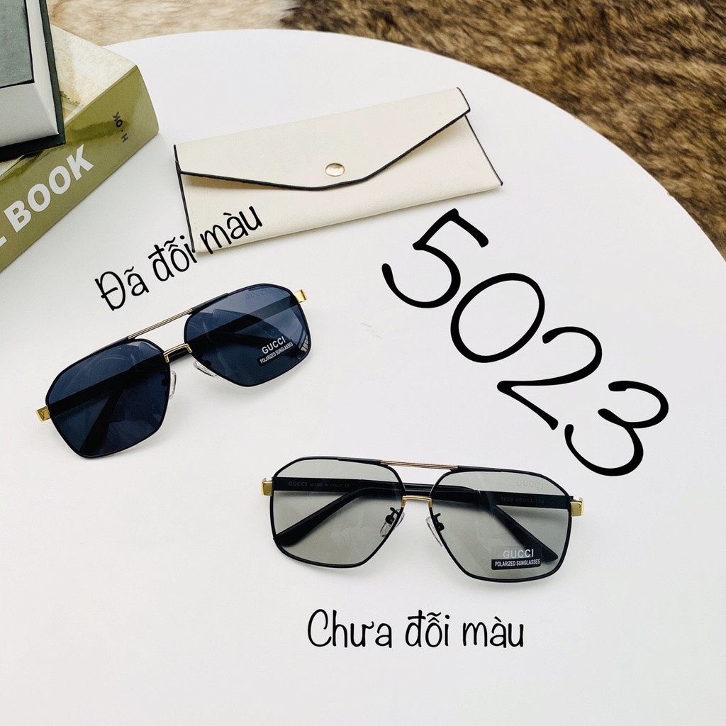 Mắt kính mát nam 5023, tròng polarized, tròng đổi màu, hàng đẹp, chất nhẹ – kính mát nam đẹp tặng kèm hộp đựng kính và
