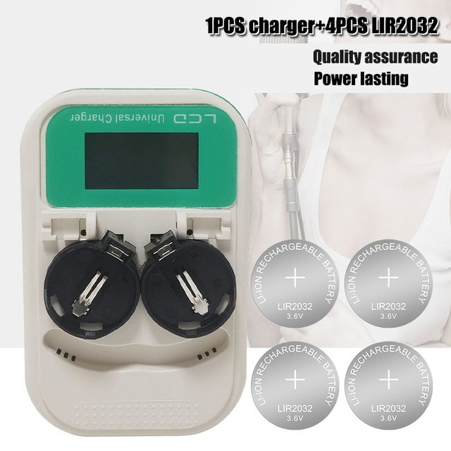 3.6V LIR2032 ML2032 CR2032 2032 Lithium Rechargeable Battery With Charger Adapter For Watch Computer