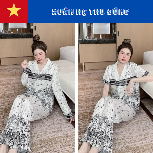 Bộ pyjama lụa xước ánh kim cao cấp hàng thiết kế mới.