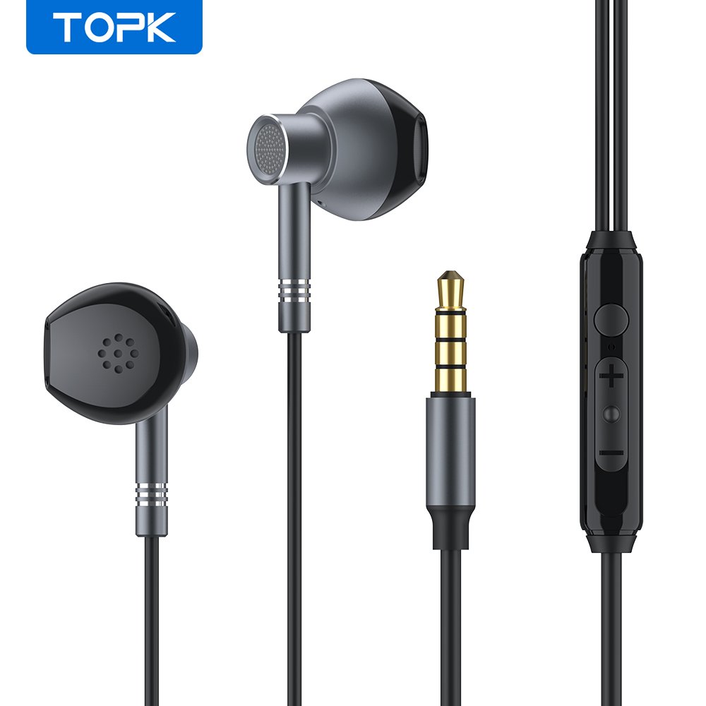 Tai nghe topk f35 vỏ kim loại nhét tai có dây âm thanh stereo