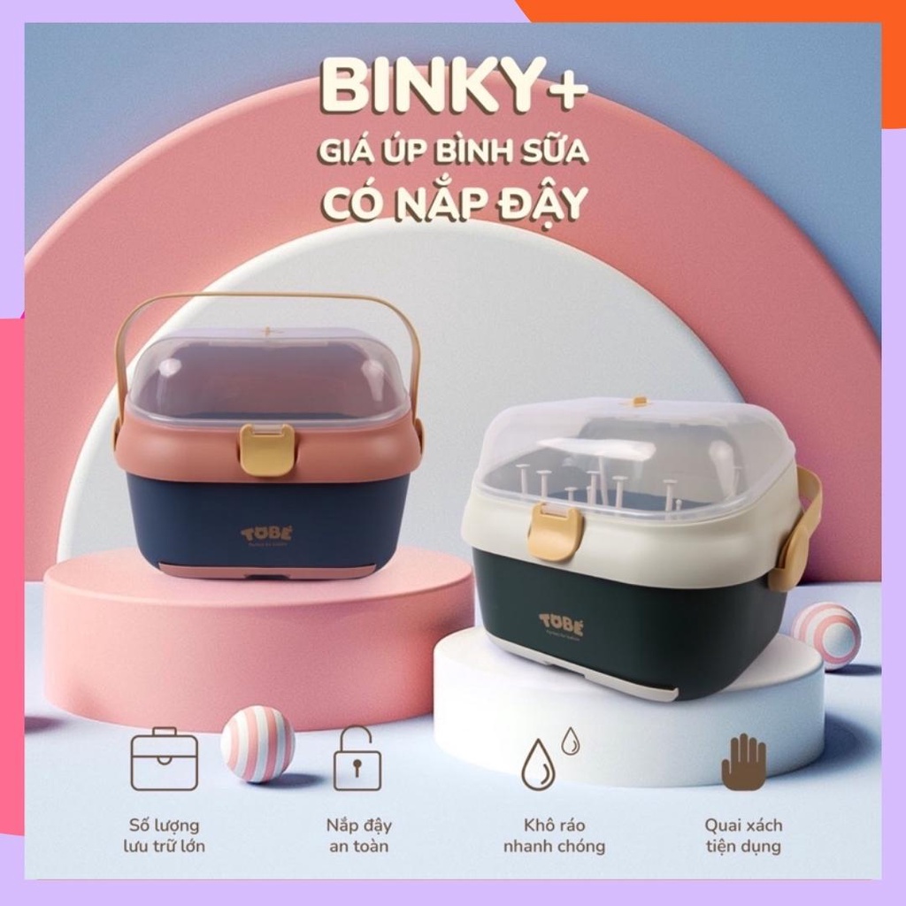 Giá úp bình sữa có nắp đậy Binky Plus Tobe an toàn cho bé