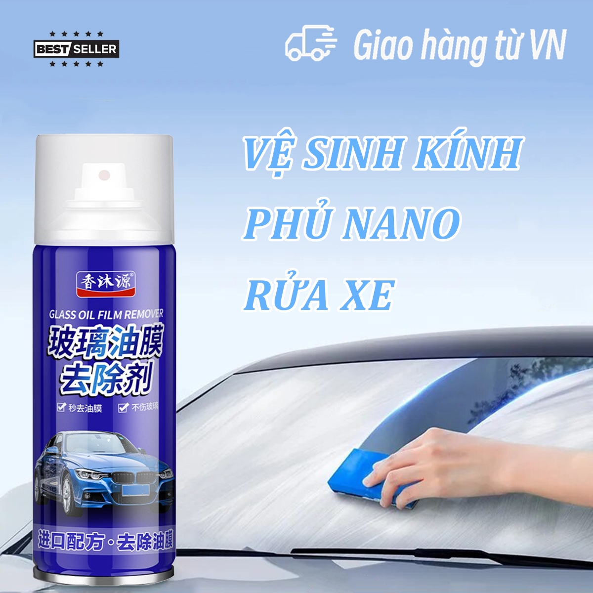 Chai Tẩy ố kính ô tô phủ nano làm sạch kính xe, tẩy ố,tẩy rửa màng dầu kính ô tô 2 trong 1 hiệu quả ngay từ lần đầu tiên