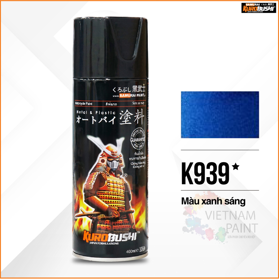 Sơn xịt samurai kurobushi - màu xanh sáng kawasaki k939 chuyên dùng cho xe máy