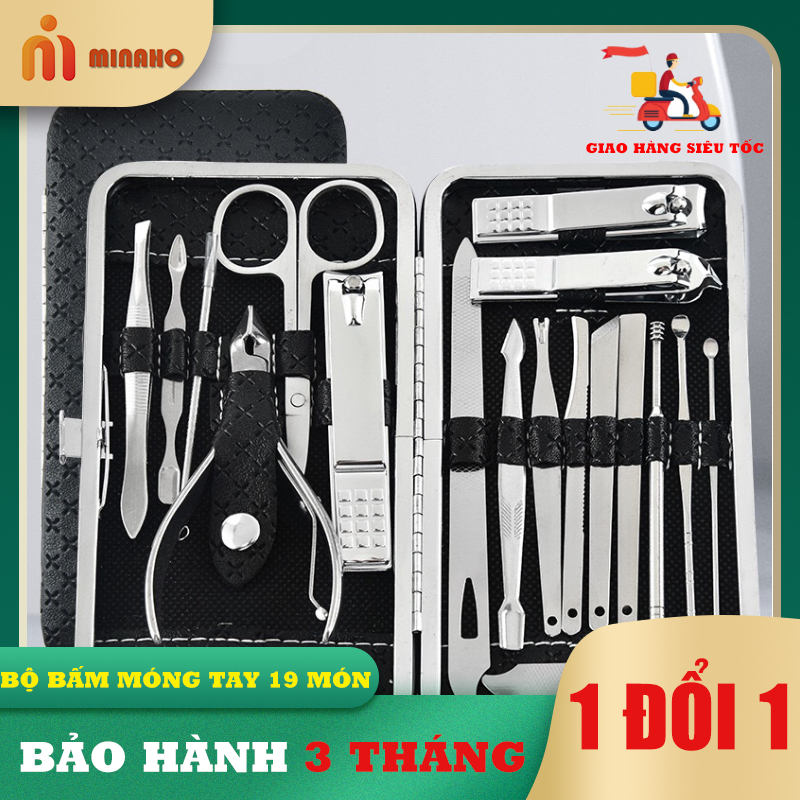 Bộ Bấm Móng Tay, Bộ Cắt Móng Tay 19 Món Thép Không Gỉ Minaho - Bộ Cắt Móng Tay Cao Cấp, Phụ Kiện làm Nail Siêu Bền Đẹp