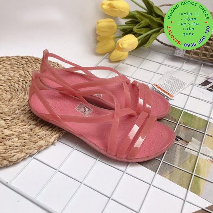 Sandal nhựa đi mưa crocs isabella cho nữ màu hồng