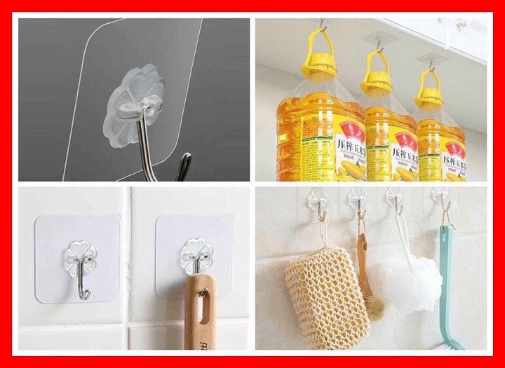 Bộ 100 móc dán tường chịu lực trong suốt siêu dính