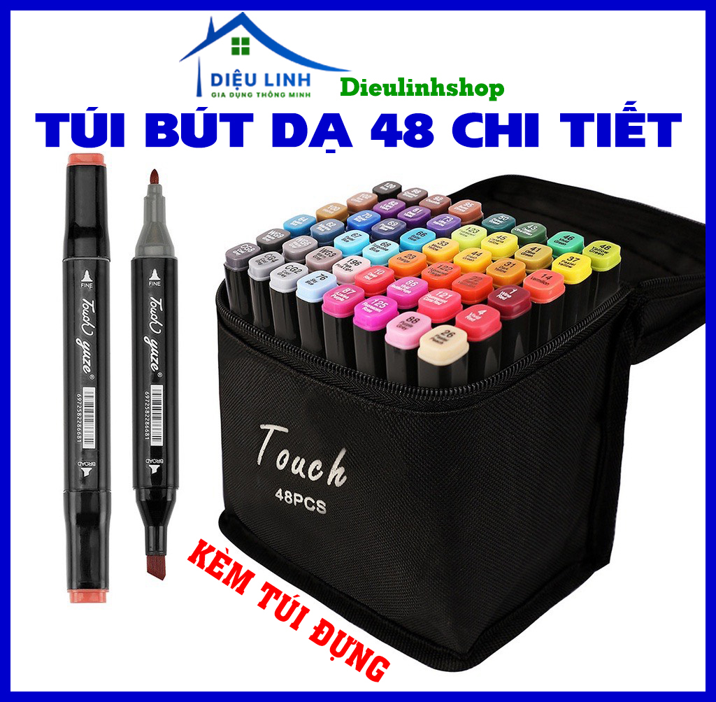 bút màu vẽ tranh 48 màu kèm túi vải, bút tô màu cho bé dieulinhshop