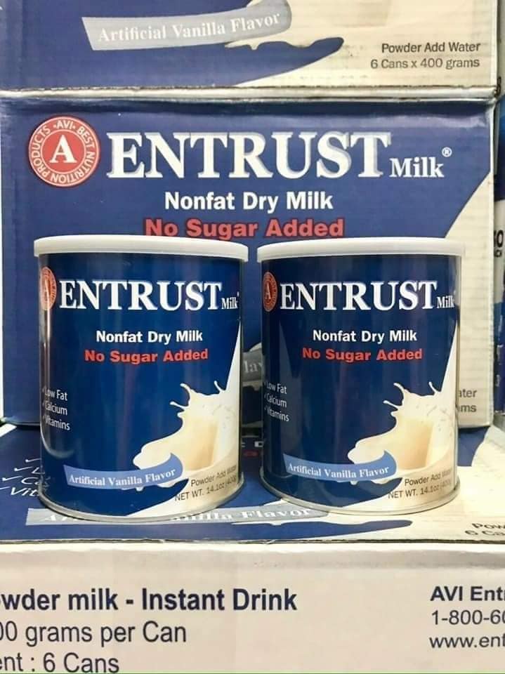 Sữa bột không đường Entrust Mỹ dành cho người bệnh tiểu đường