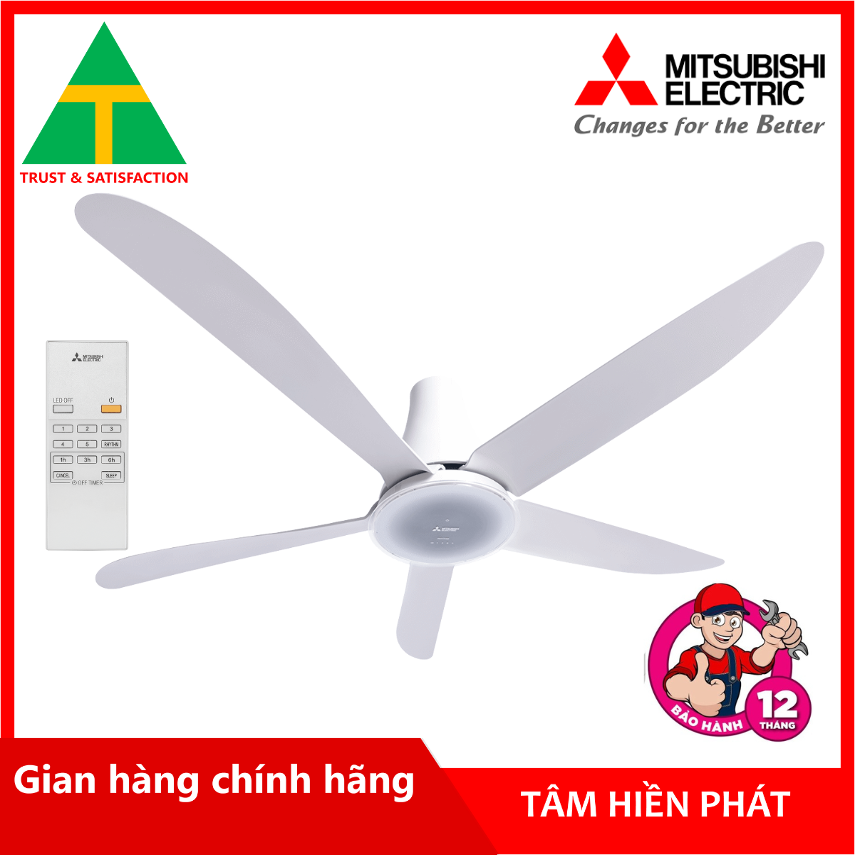 Quạt trần mitsubishi c56-ra5 sf-gy - hàng chính hãng - bảo hành 12 tháng tận nhà