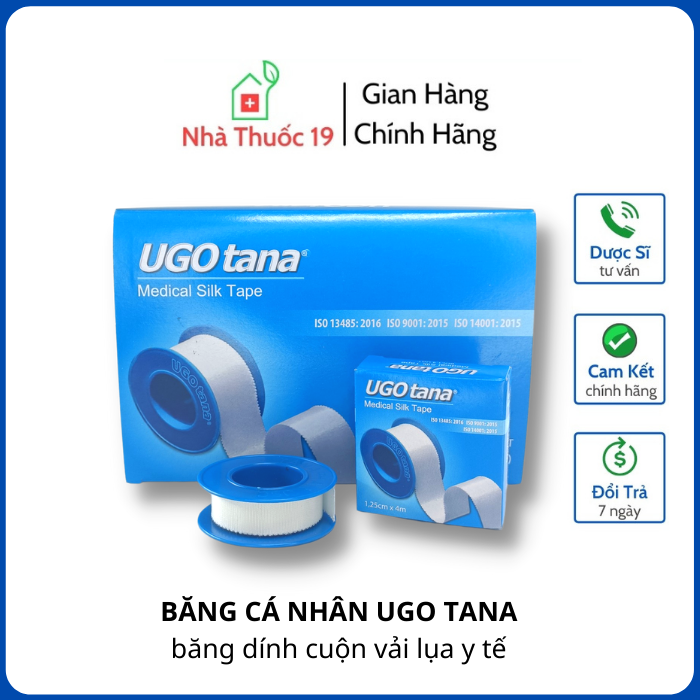 Băng cá nhân ugo tana 1,25x4m băng dính cuộn vải lụa y tế