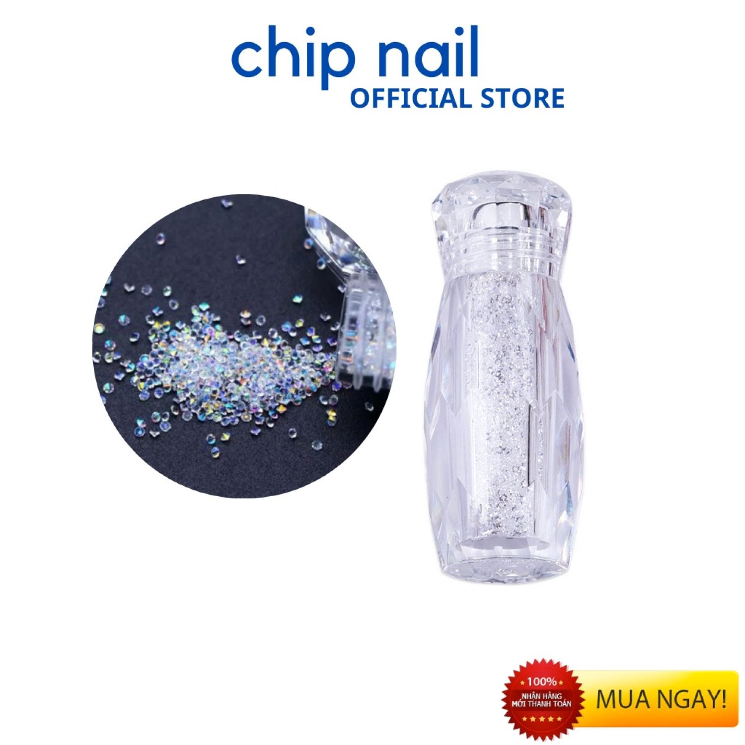Đá rắc móng nail ống bảy màu, trắng