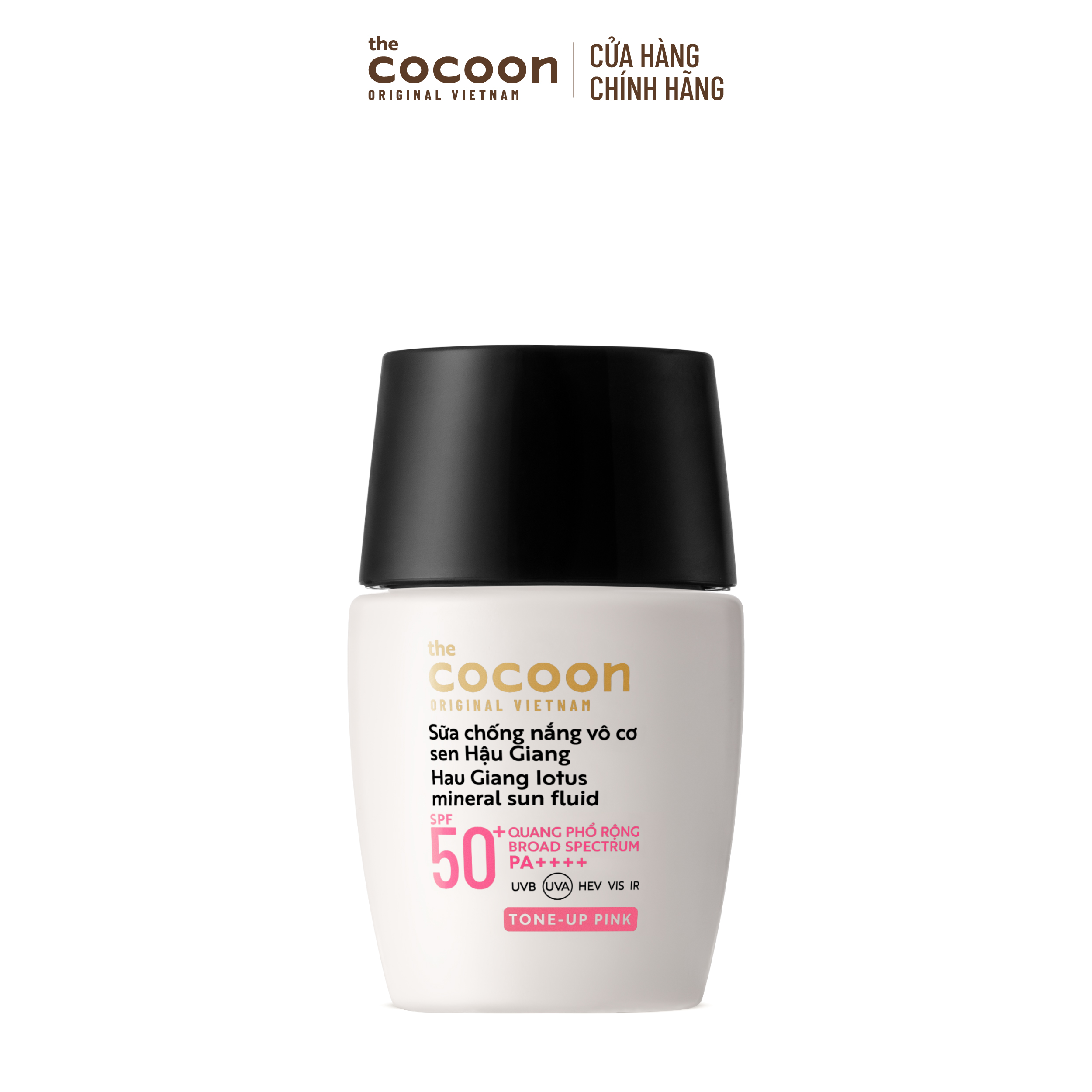 Sữa chống nắng vô cơ sen Hậu Giang - Tone up Pink Cocoon 15ml - Nâng tông tự nhiên, bảo vệ cho da rất nhạy cảm