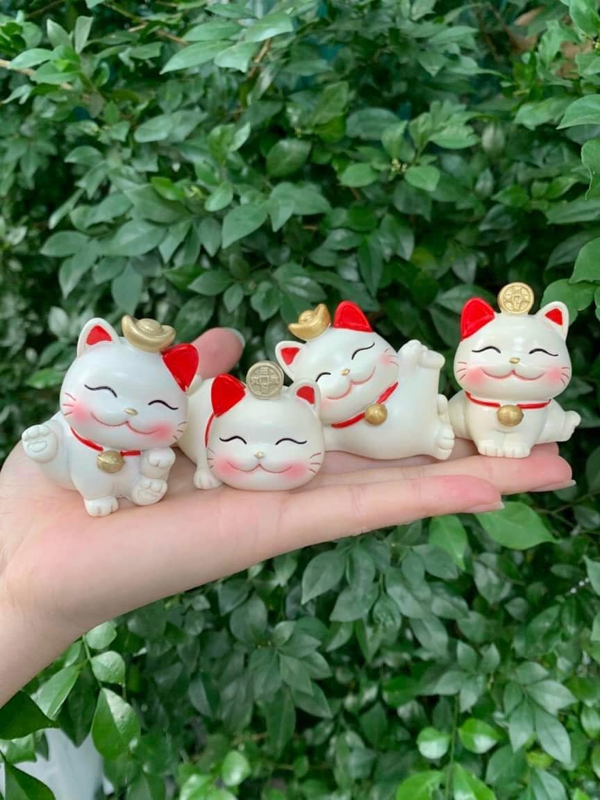 Sét 4 chú mèo thần tài may mắn
