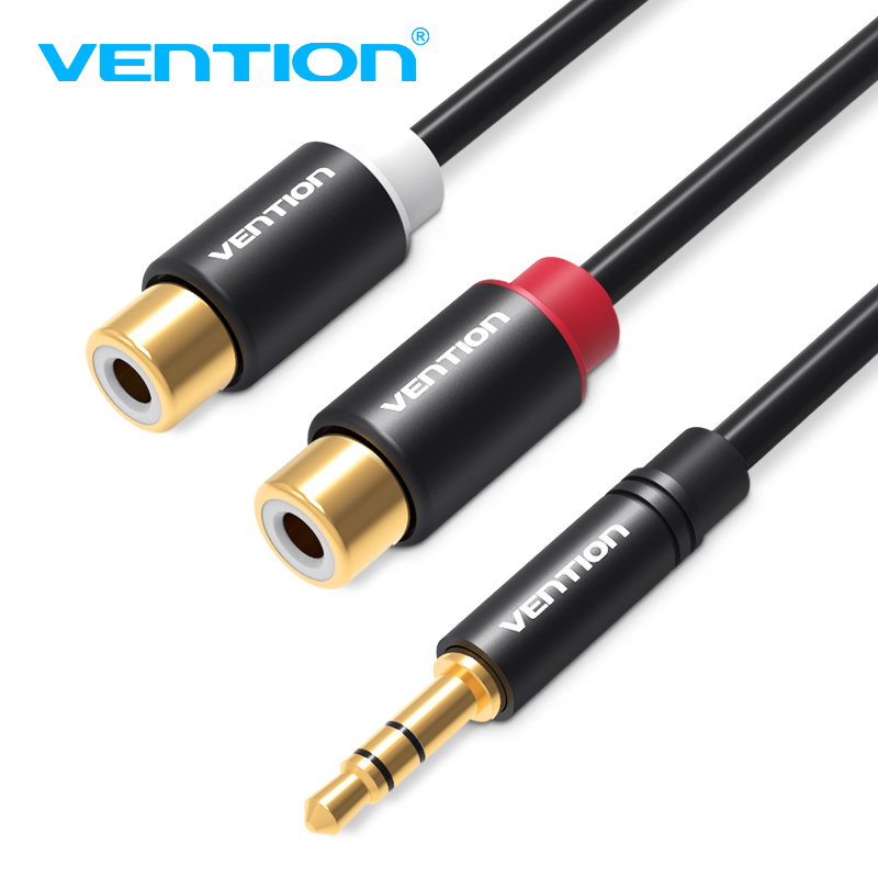 【COD】Vention Cáp RCA 2 Cáp âm thanh RCA nữ đến 3.5mm nam Cáp Aux mạ vàng Bộ chia âm thanh stereo Cáp Y cho bộ khuếch đại