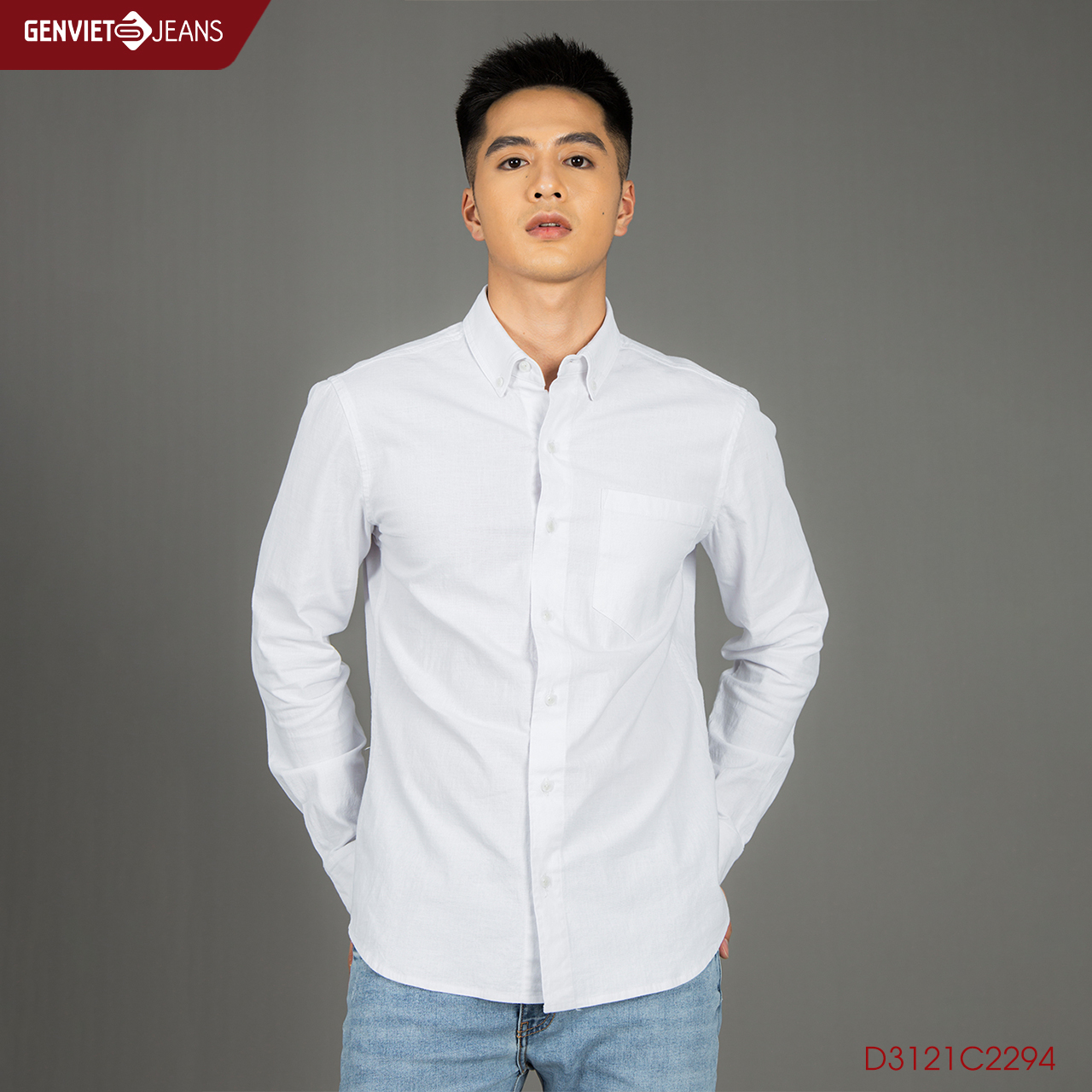 Áo sơ mi nam genviet thô dài tay basic trơn công sở hàng cao cấp d3121c2294