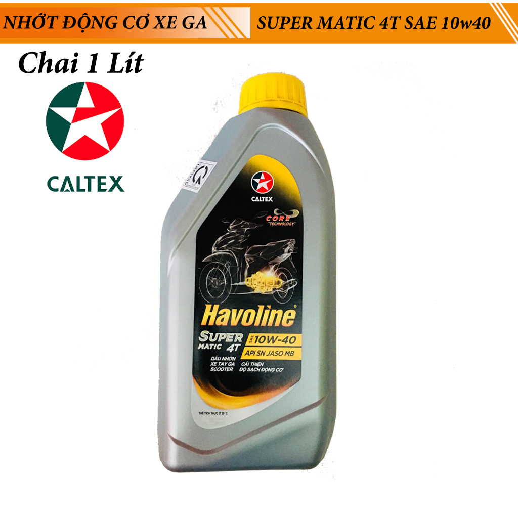 Dầu Nhớt Gốc Khoáng cho Động Cơ Xe Tay Ga Havoline SuperMatic 4T SAE 10w40  - Chai 1 Lít