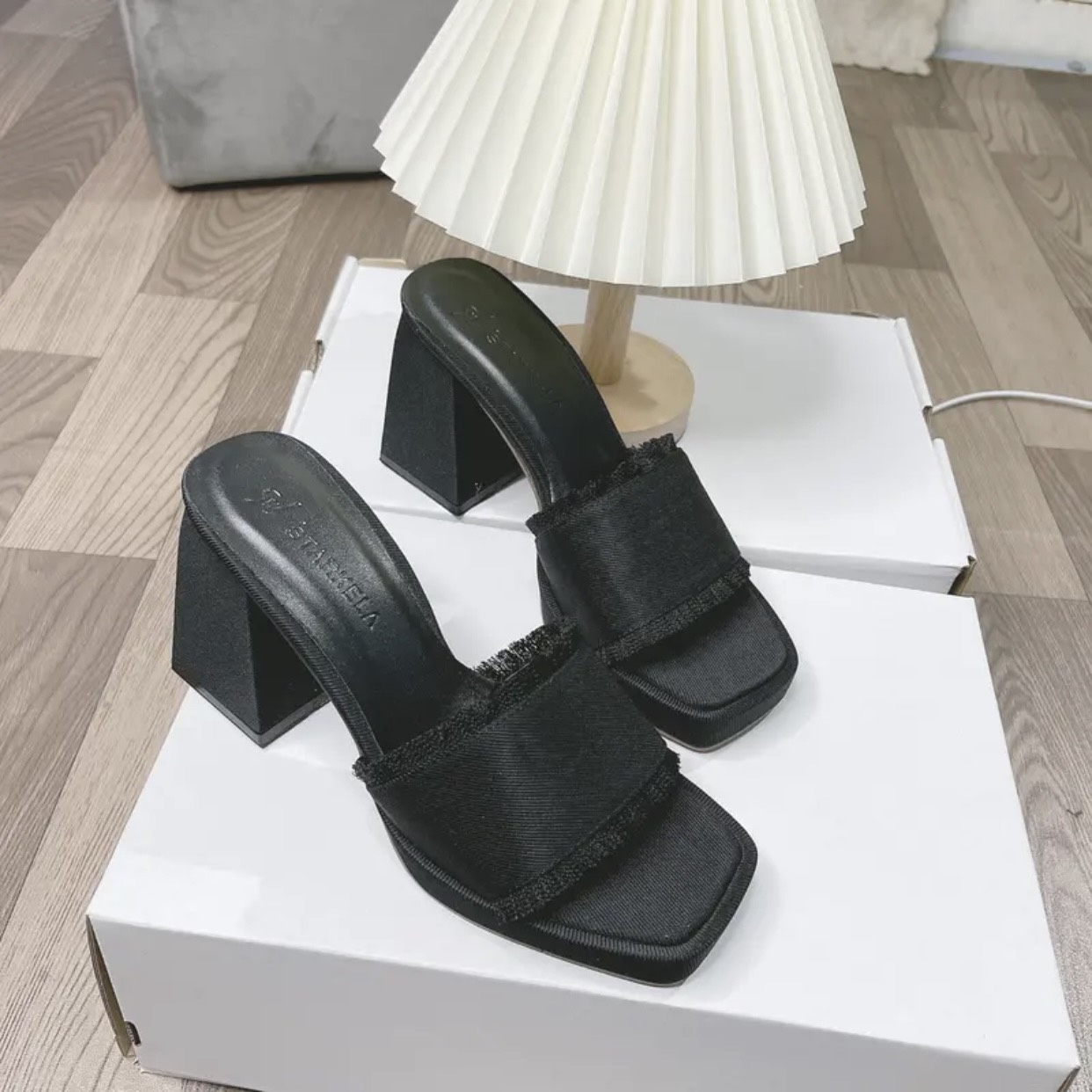 Dép nữ quai ngang cao gót 10 phân sang xịn