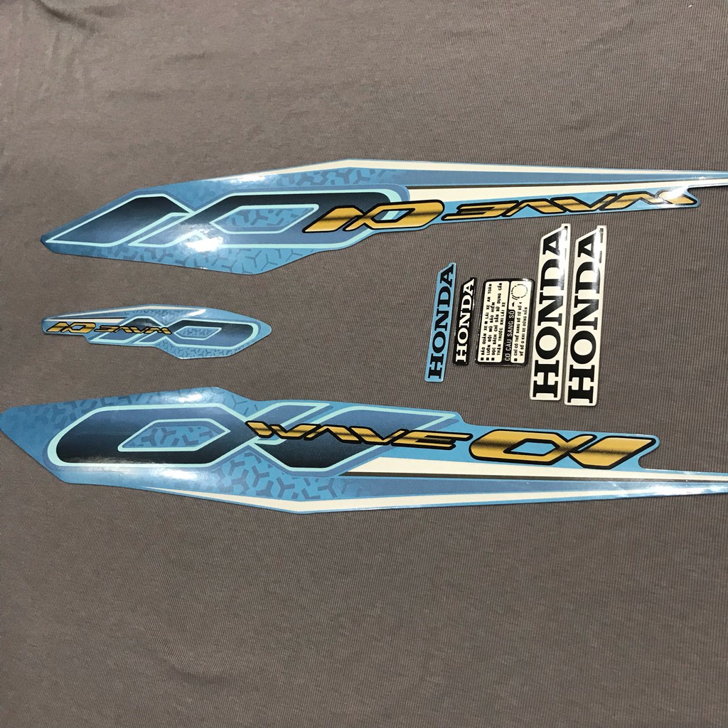 Nguyên bộ tem rời 3 lớp zin thái dán xe máy Honda Wave a alpha 2019 xanh dương