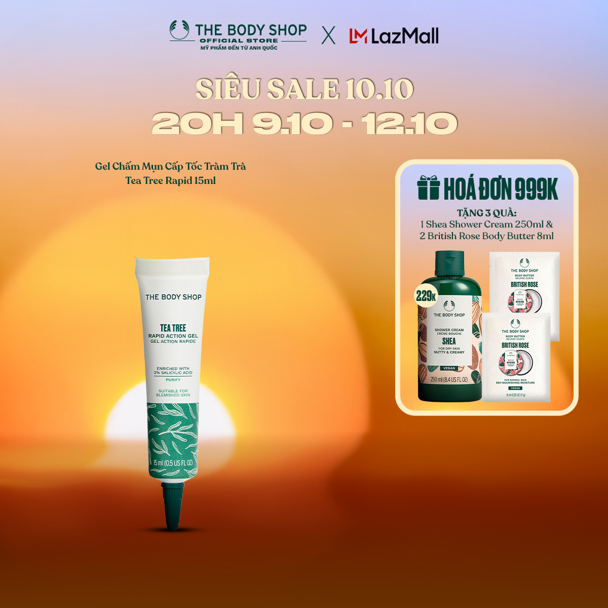 Gel Chấm Mụn Cấp Tốc Tràm Trà Tea Tree Rapid 15ml The Body Shop