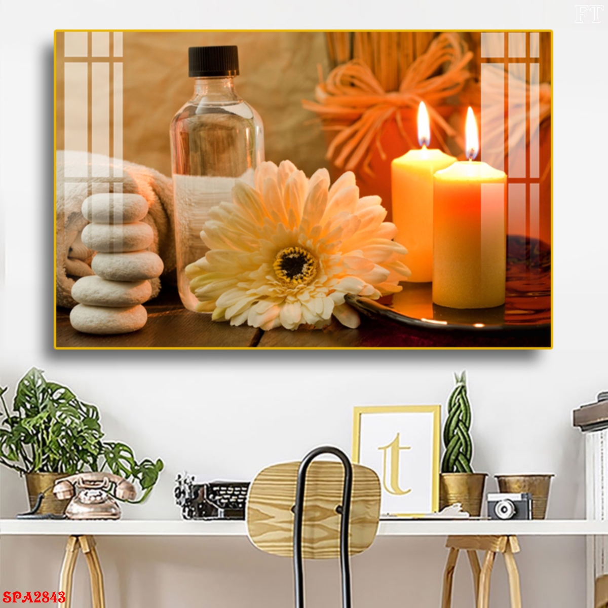 Tranh trang trí spa- canvas kim sa căng khung gỗ thông
