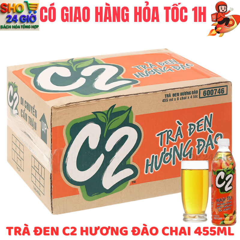 [ CHỈ GIAO CHO ĐƠN HỎA TỐC Ở HCM ] Trà Đen C2 Đào Thùng 24 Chai 455 Ml