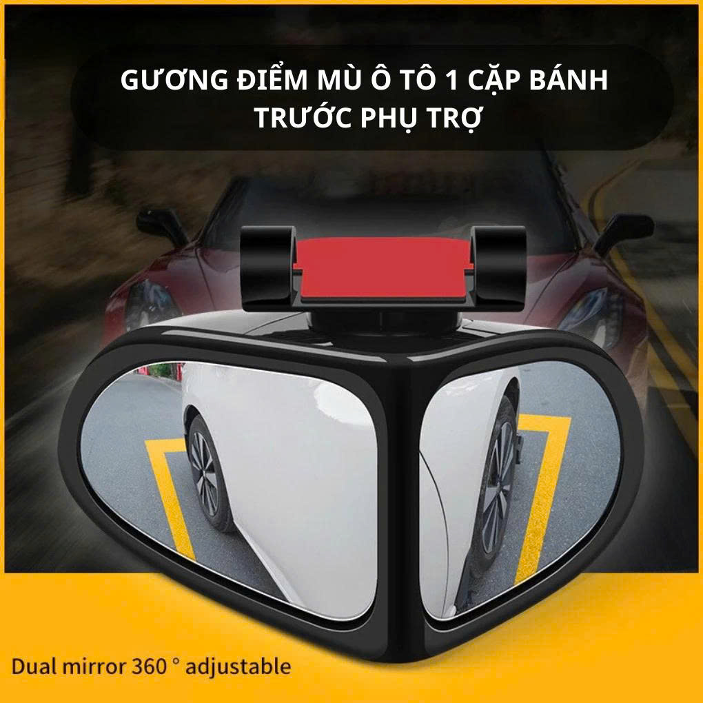 Gương Điểm Mù Ô Tô 1 Cặp Bánh Trước Phụ Trợ Chiếu Hậu Gương Hai Mặt Gương Góc Rộng 360 Độ