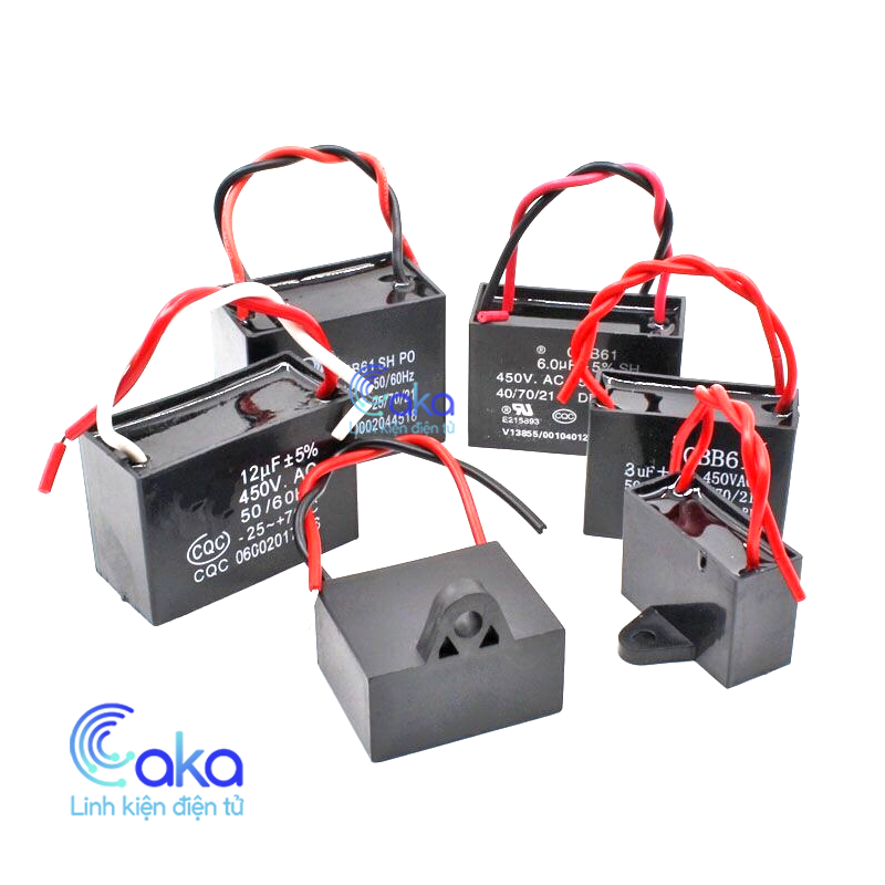 Tụ quạt điện 1uF 1.5uF 2uF 2.5uF 3uF 4uF 5uF 6uF 8uF 10uF 12uF 16uF 20uF 25uF 450V các loại