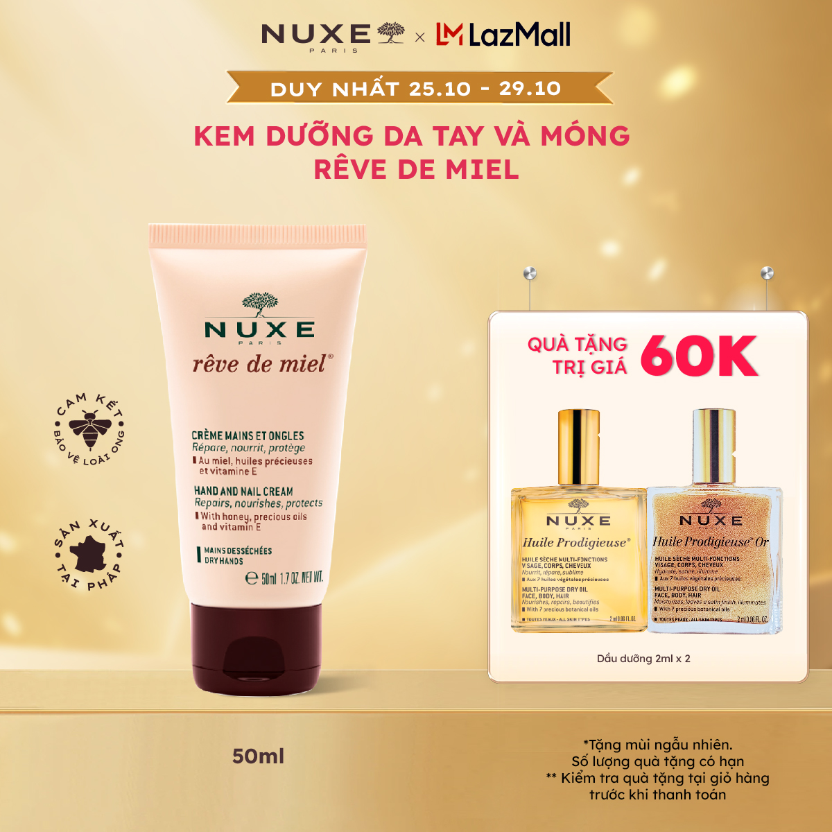 Kem dưỡng da tay và móng Nuxe Rêve de Miel 50ml